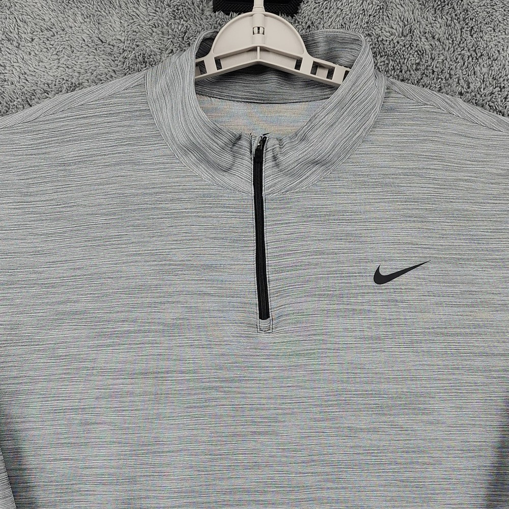 Nike Pullover Mens XL Gray Performance Dri-FIT Lightweight 1/4 Zip Mock Neck